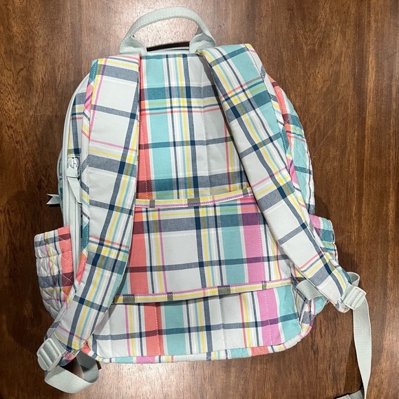Vera Bradley XL Campus Quilted Backpack “Pastel Plaid” - Picture 2 of 7